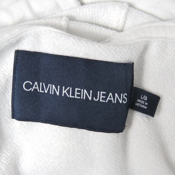 Calvin Klein White Graphic Logo Hoodie Silver Logo Metallic Large - Picture 5 of 6